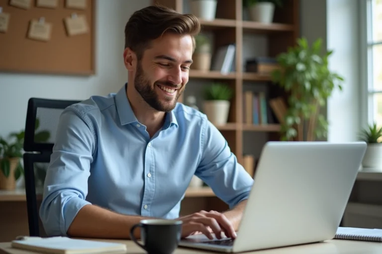 Homme analysant des données sportives dans un bureau moderne